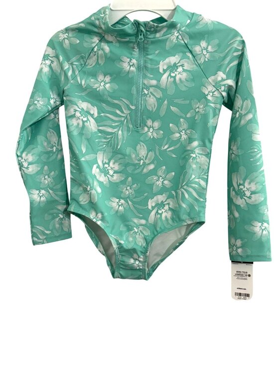 OshKosh B'gosh Other - OshKosh Bgosh Girls Floral Long Sleeve One-Piece Swimsuit UPF 50+ Green Size 6/6